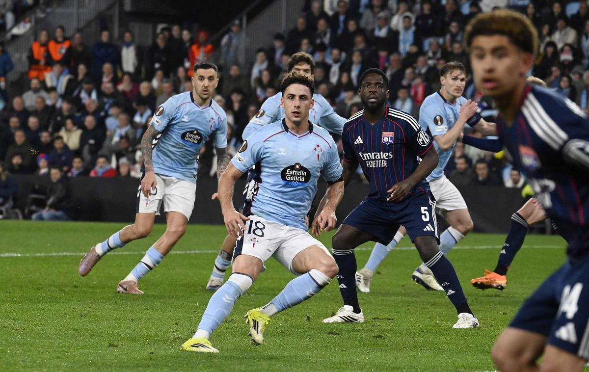 Pablo Durán, en el partido contra el Olympique de Lyon en Balaídos.