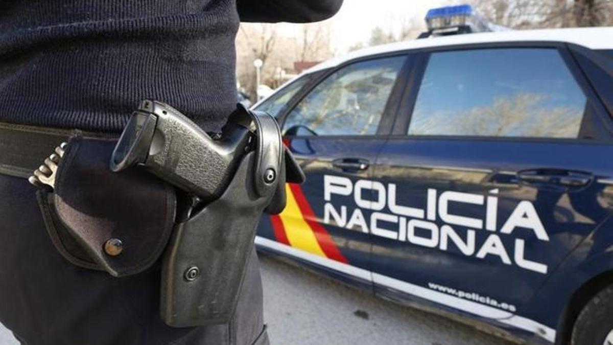 Imagen de un agente y un coche de la Policía Nacional.