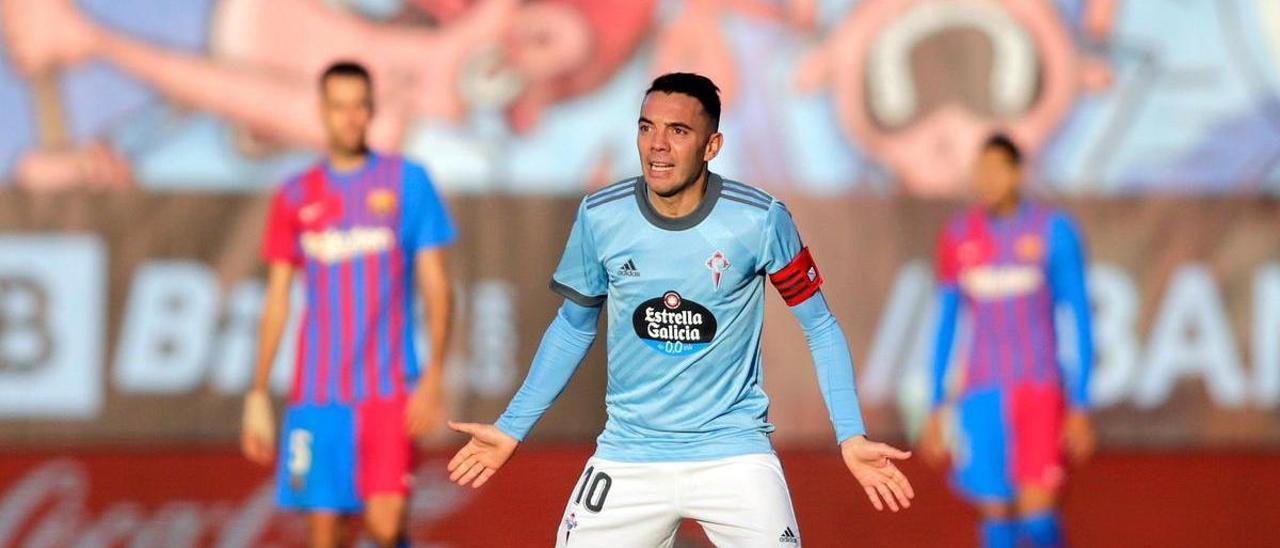 Iago Aspas, en el partido de esta temporada frente al Barça en Balaidos