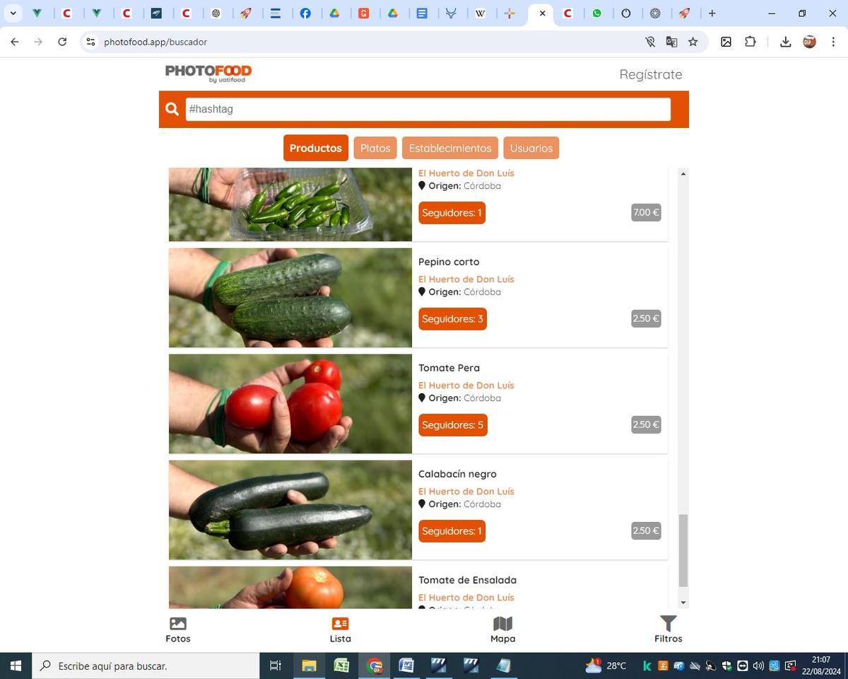 Pantalla inicial de &#39;Photofood&#39;.