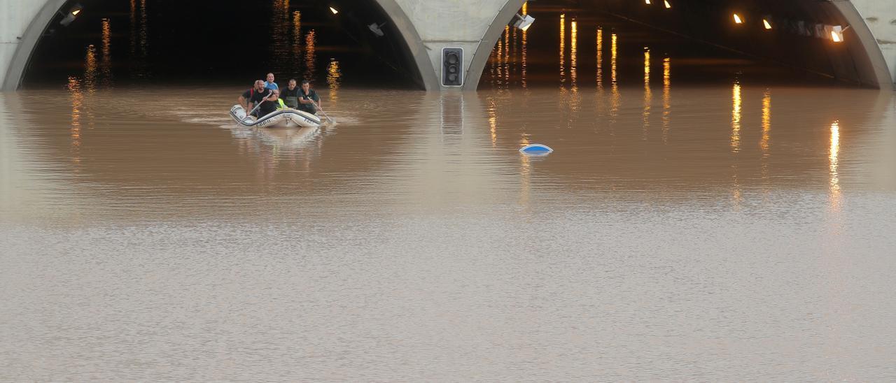 Imagen de los túneles de la AP7 inundados por la DANA de 2019 en Pilar de la Horadada