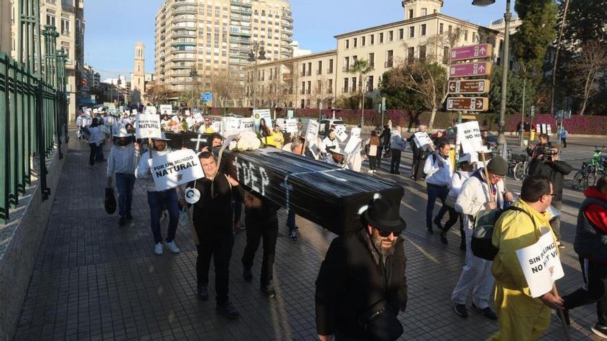 Protesta de los apicultores valencianos en apoyo al sector