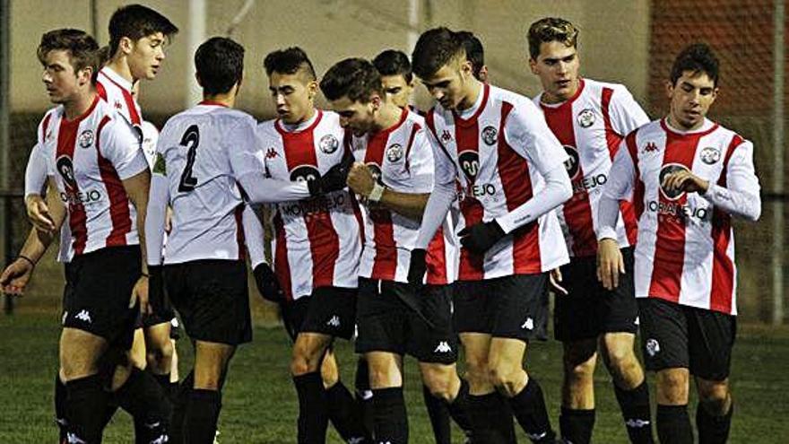 Los rojiblancos celebran un gol en un partido anterior.