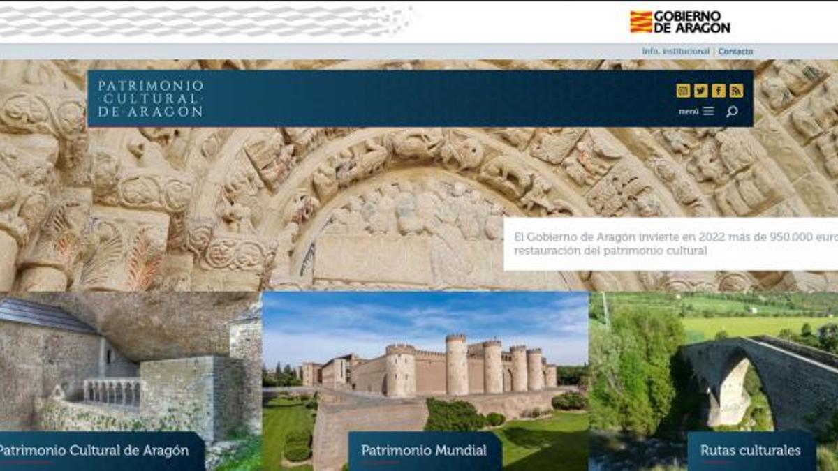 La nueva web de Patrimonio Cultural del Gobierno de Aragón.