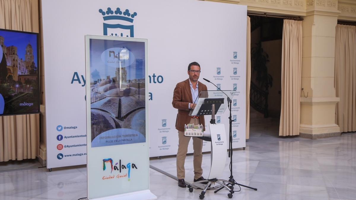 Jacobo Florido, concejal de Turismo del Ayuntamiento de Málaga, en la presentación de las nuevas acciones del Plan Estratégico