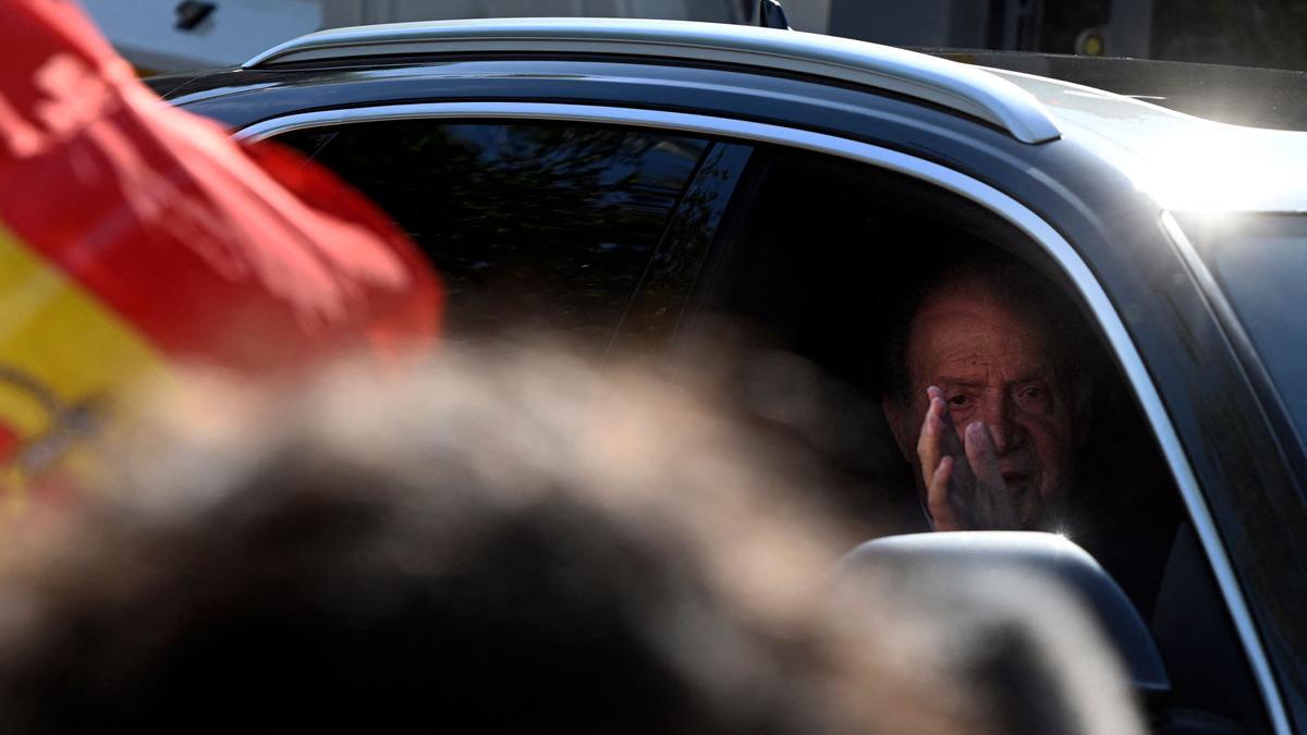 Juan Carlos I a su llegada a Zarzuela, a 23 de mayo de 2022.