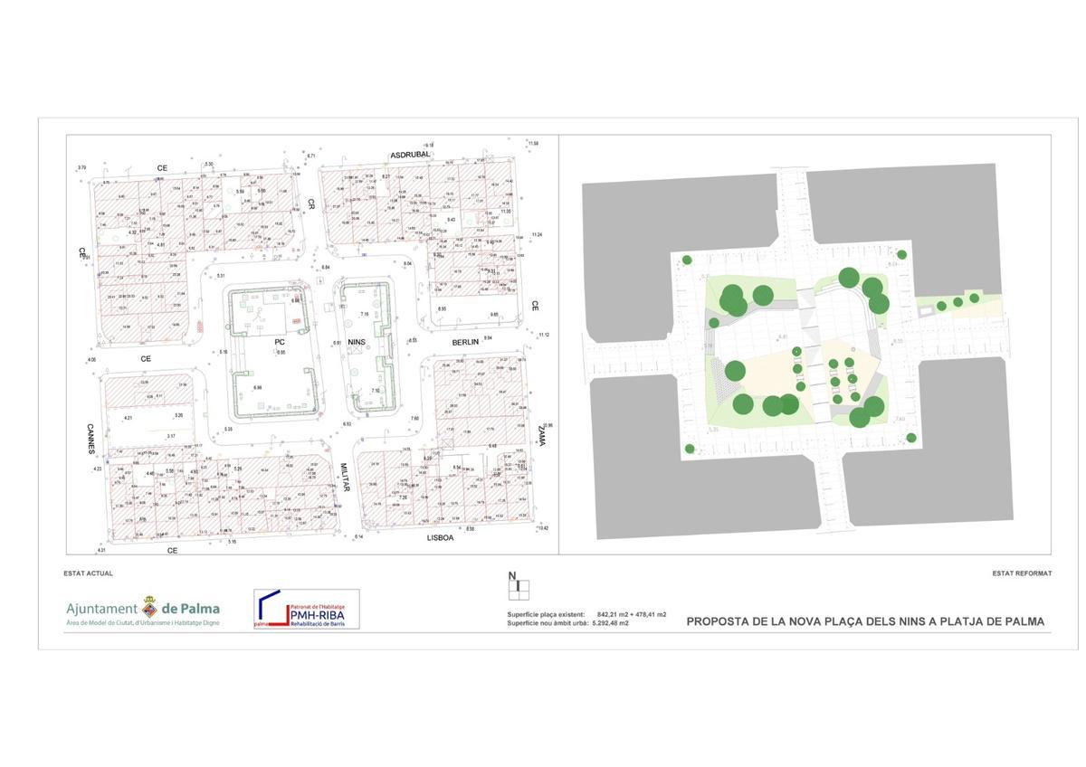 Distribución de la futura Plaça dels Nins de s'Arenal.