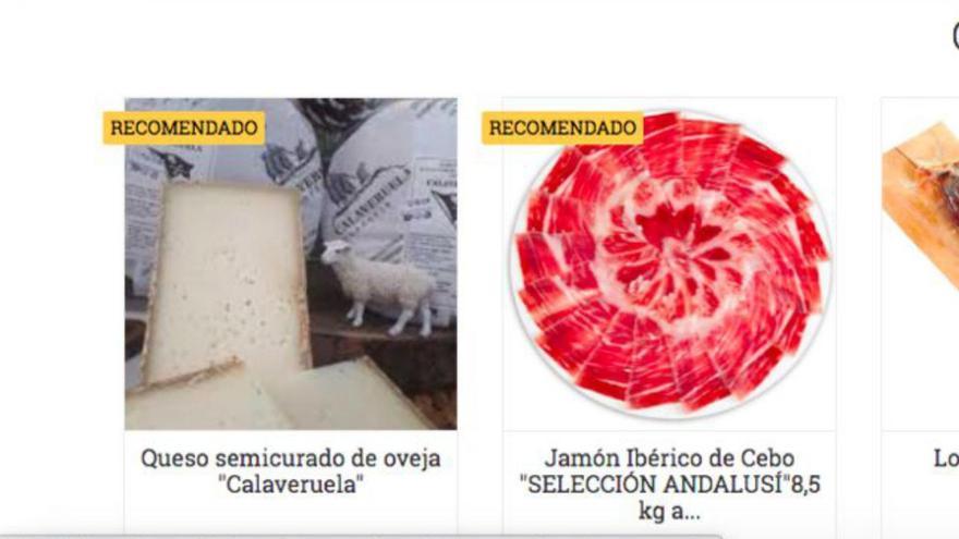 Página de una bien  posicionadas web de productos  gourmet locales.