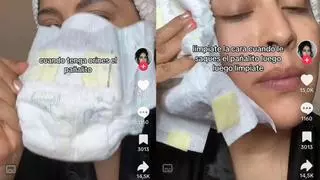 Una tiktoker utiliza pañales usados para limpiarse la cara y el resto de usuarios alucina