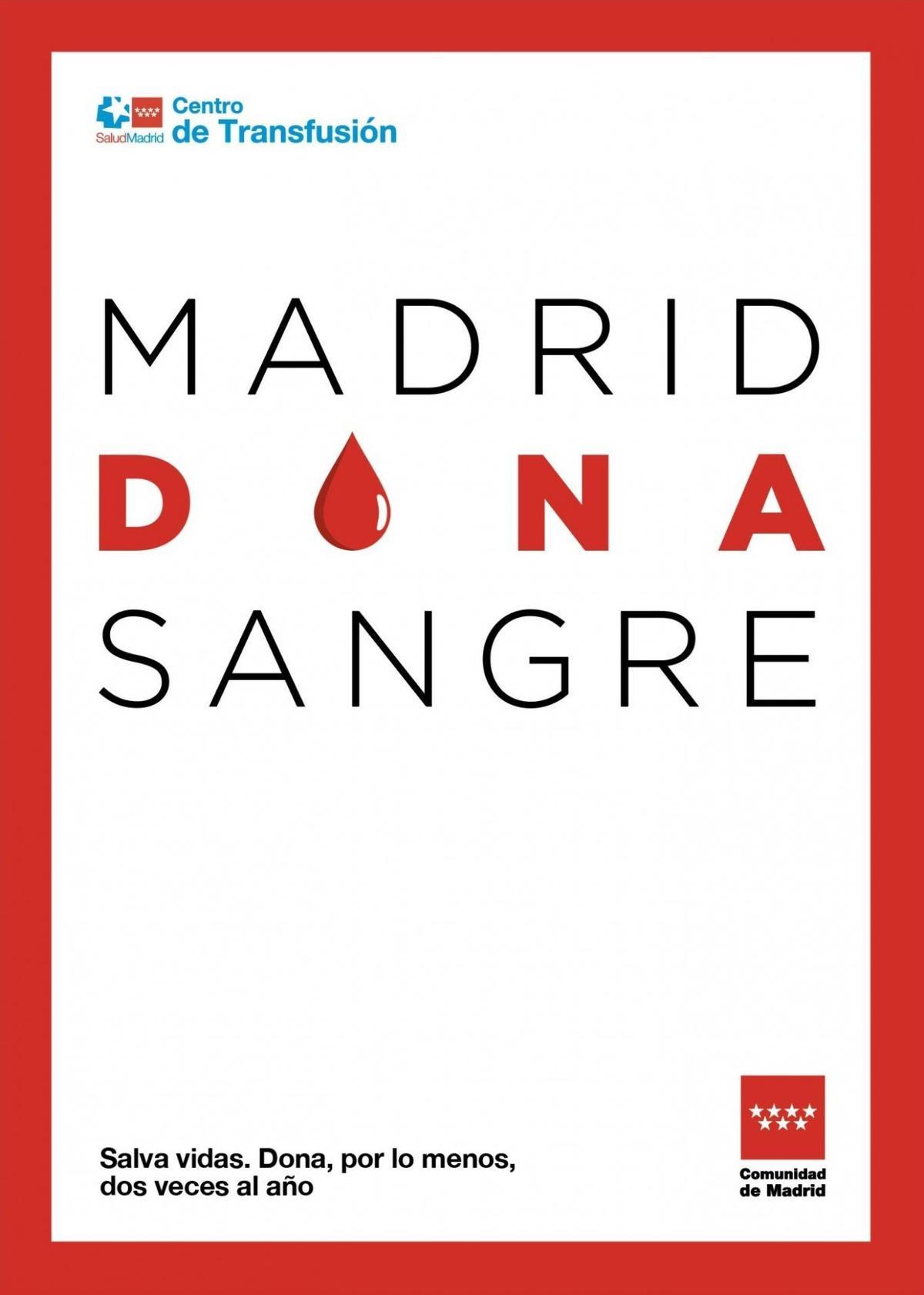 Cartel de la campaña 'Madrid dona sangre' de la Comunidad de Madrid