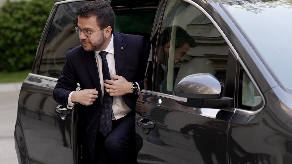 Pere Aragonès a la llegada al Senado.