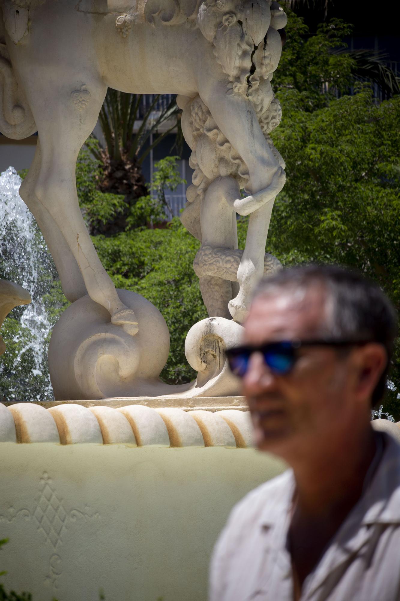 Aspecto de la fuente de Luceros siete meses después de su restauración