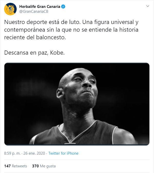 Las primeras reacciones tras el fallecimiento de Kobe Bryant