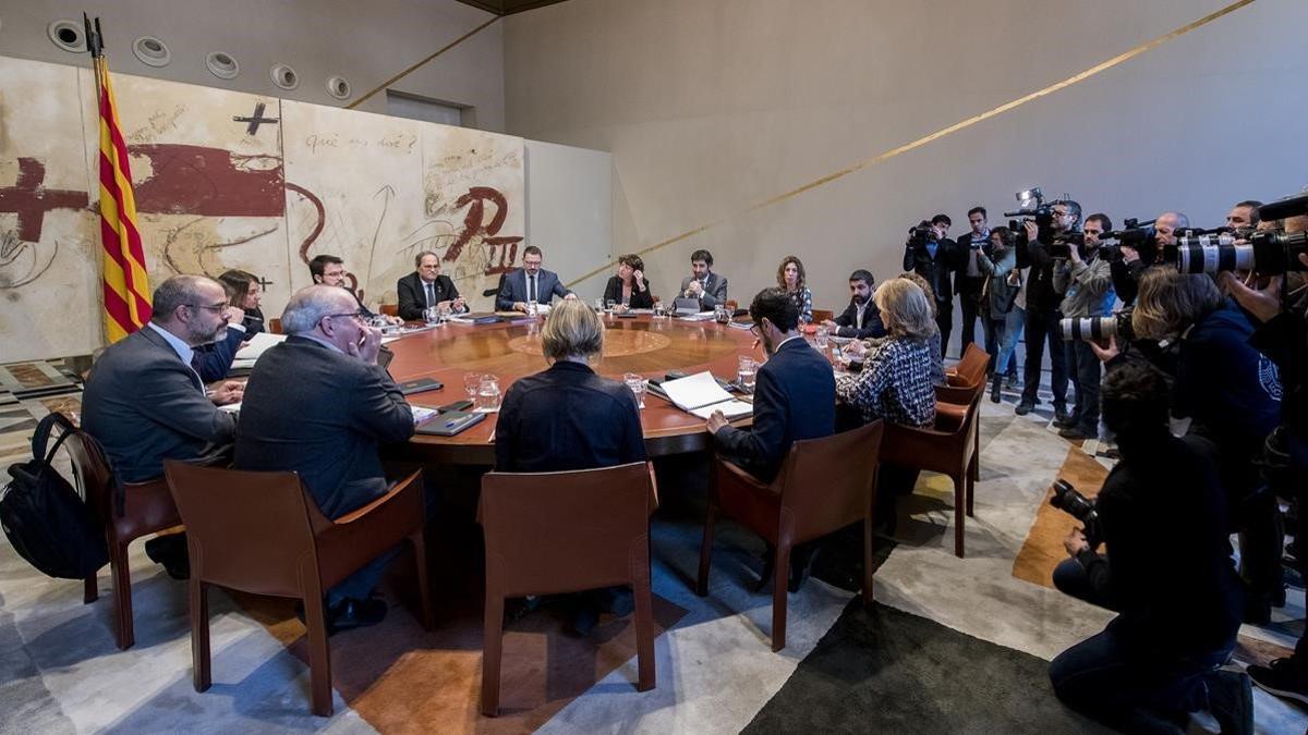 Reunión del Govern, este miércoles, tras el anuncio de Torra de que convocará elecciones una vez  aprobados los presupuestos de la Generalitat.