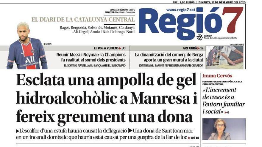 La portada de Regió7 d&#039;aquest dimarts, 15 de desembre