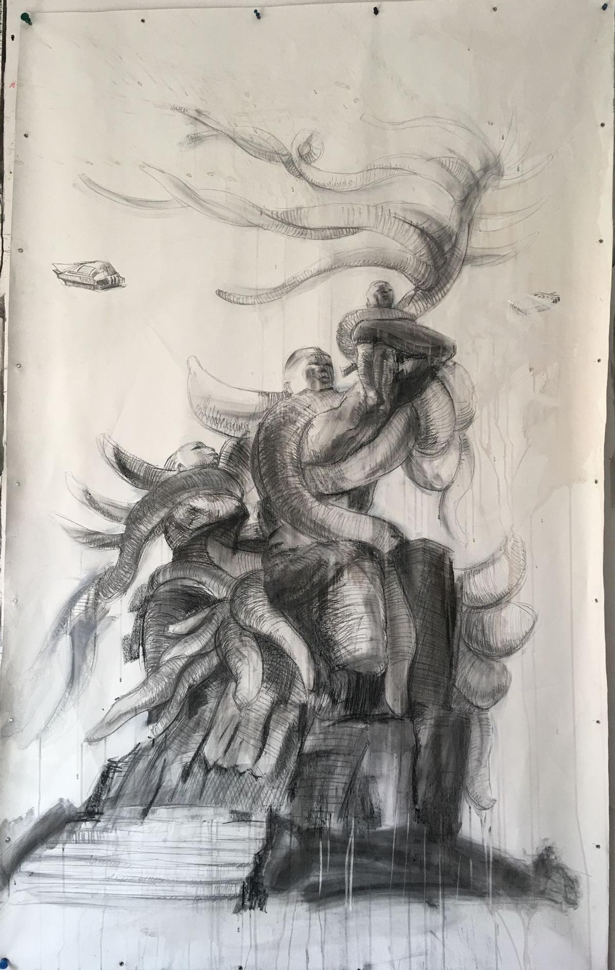 Uno de los dibujos de la exposición