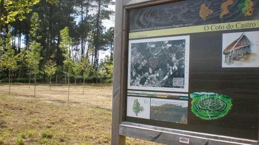 Uno de los carteles instalados por la Comunidad de Montes.  // D.P.