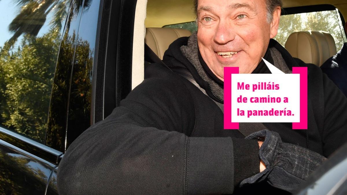 Bertín Osborne en el coche, saliendo de su casa en Madrid