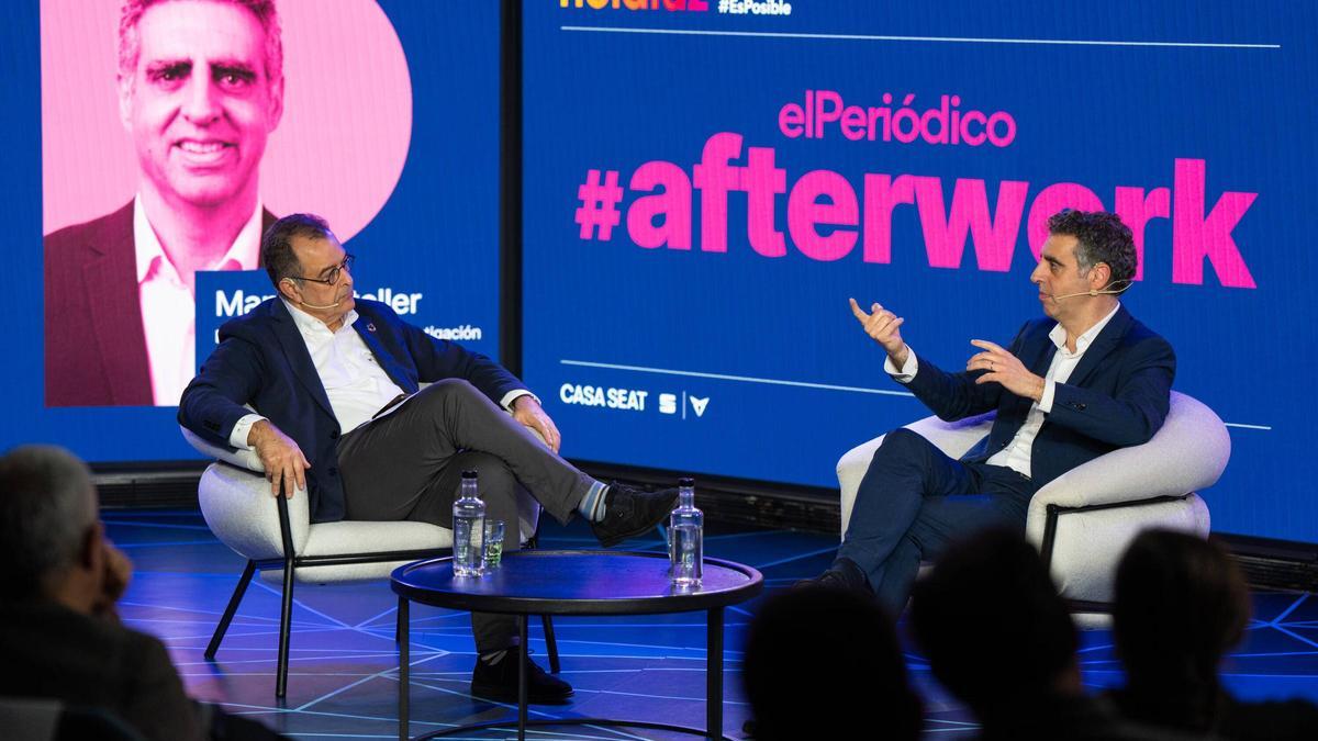 Albert Sáez conversa con Manel Esteller, este lunes en el 'afterwork' de EL PERIÓDICO.