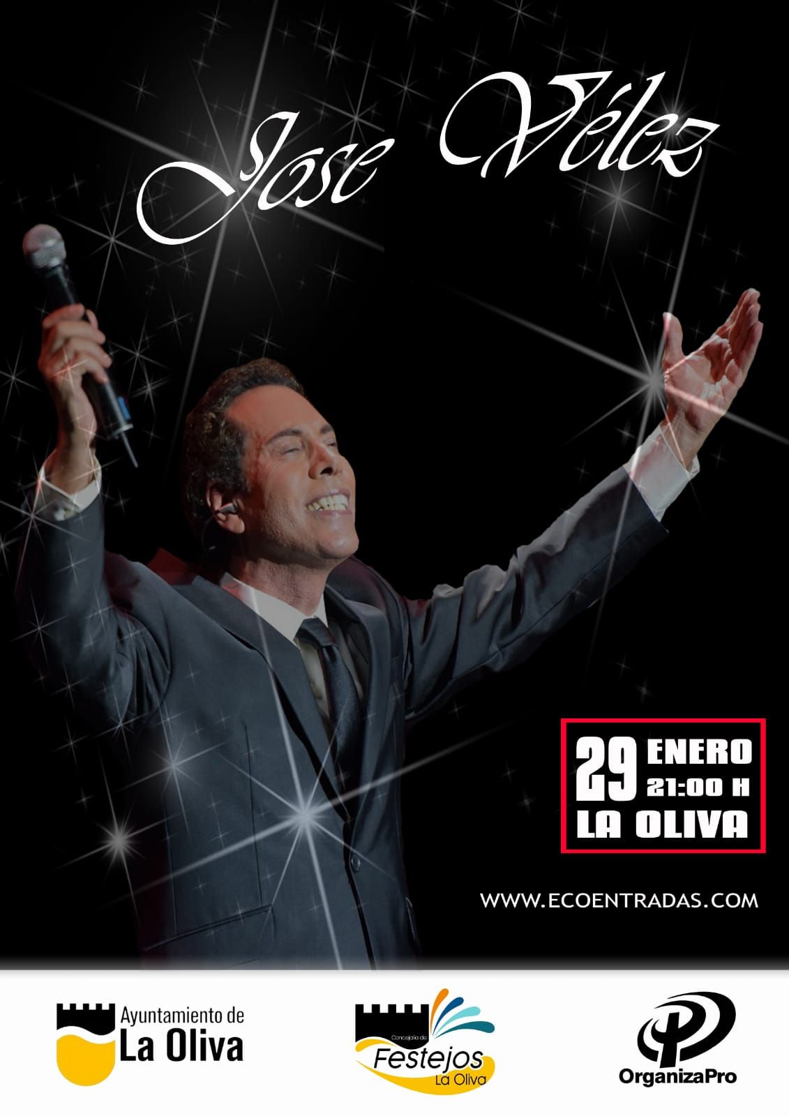 Cartel que anuncia el concierto de José Vélez en La Oliva.