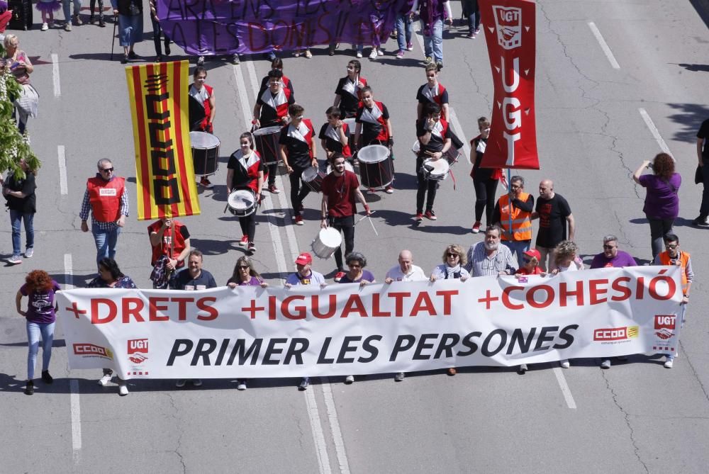 Manifestació del Primer de maig a Girona.