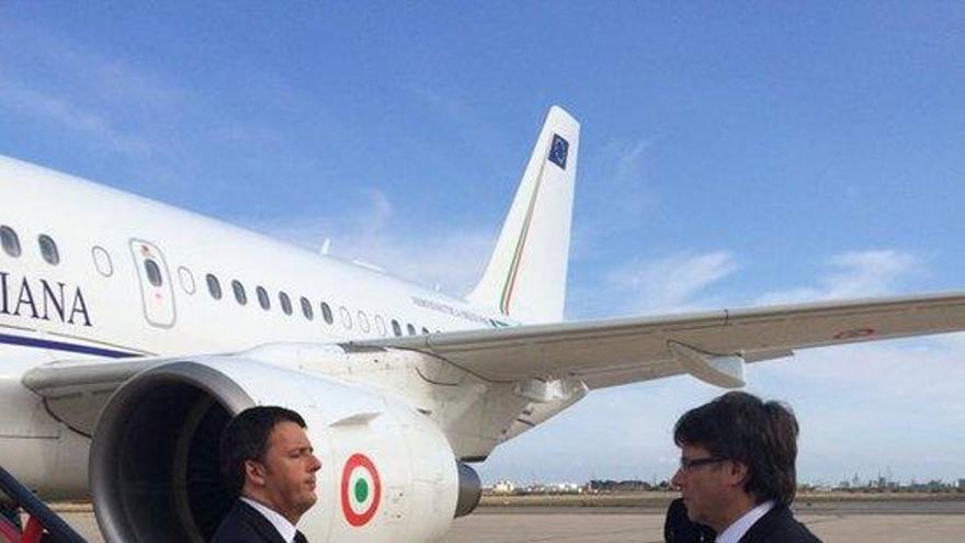 Carles Puigdemont rep el primer ministre italià, Mateo Renzi