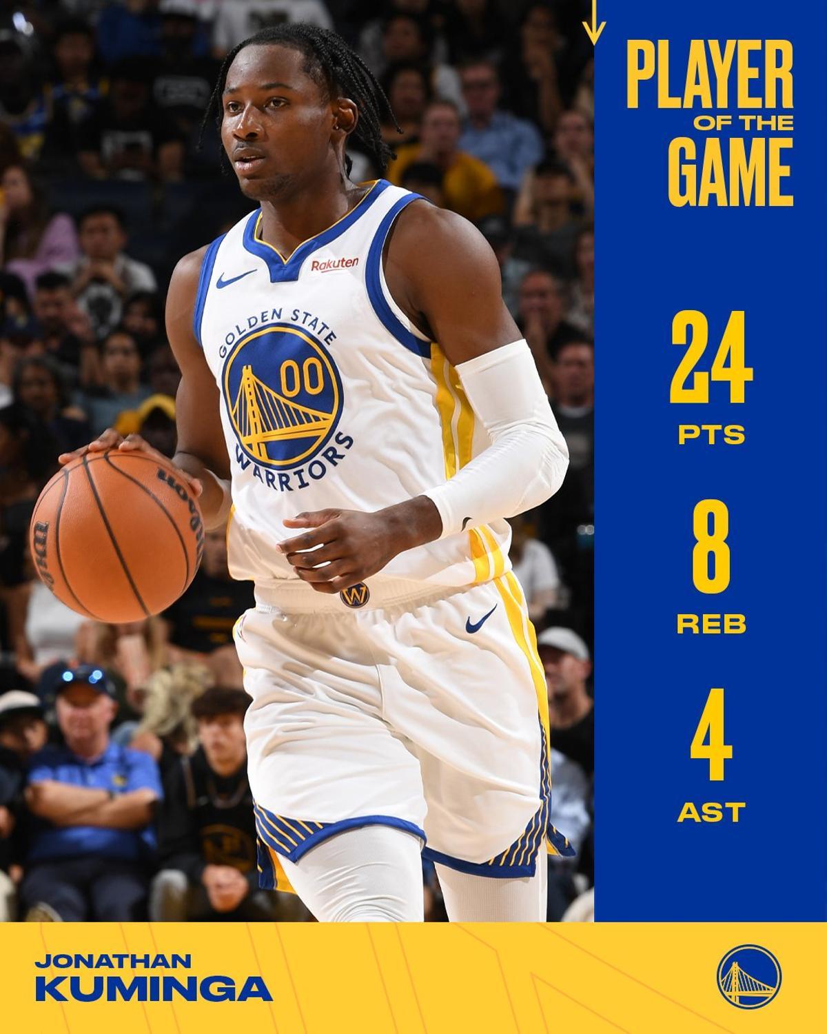 Kuminga, el jugador del partido para los Warriors.