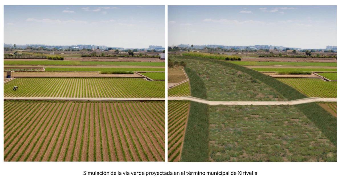 Simulación de la vía verde a su paso por Xirivella.