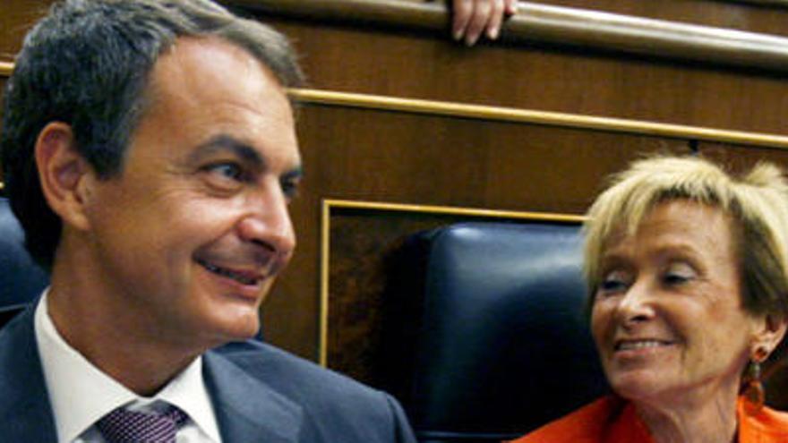 Zapatero y De la Vega, en el Congreso.