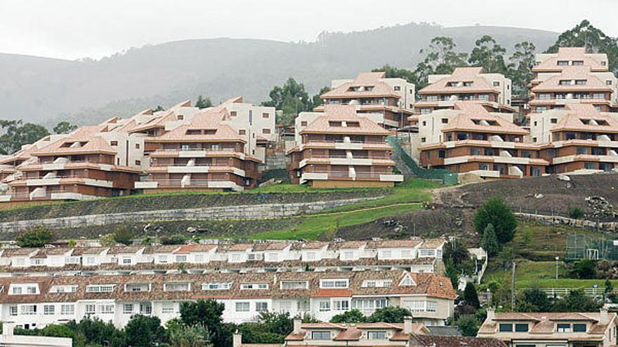 Viviendas en el concello de Baiona.