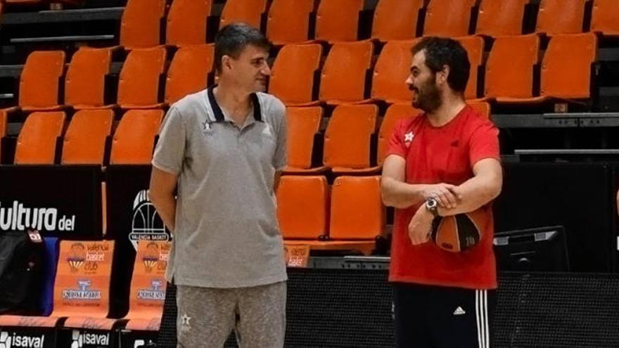 Perasovic, en el entrenamiento de ayer en La Fonteta.