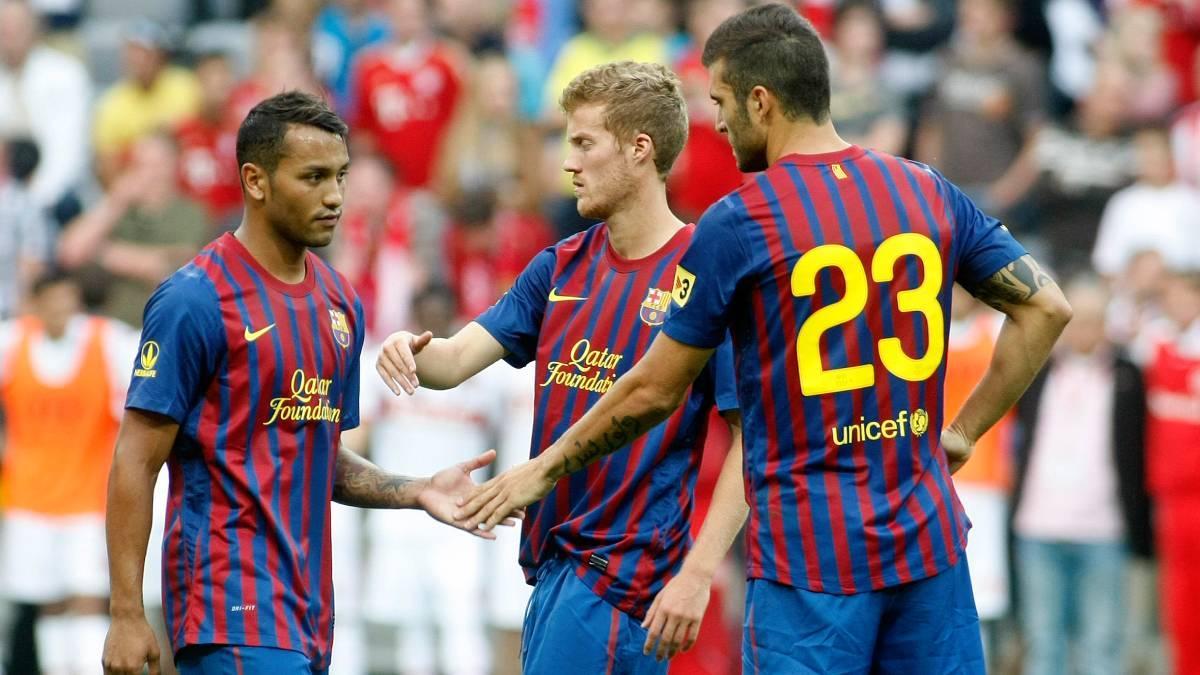 Uri Rosell, junto a Jeffren con el Barça Atlètic