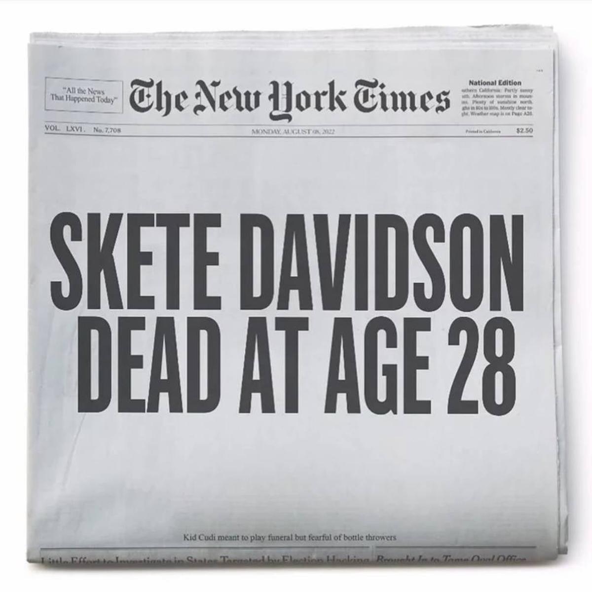 "Skete Davidson muerto a los 28 años", una burla de Kanye West en Instagram