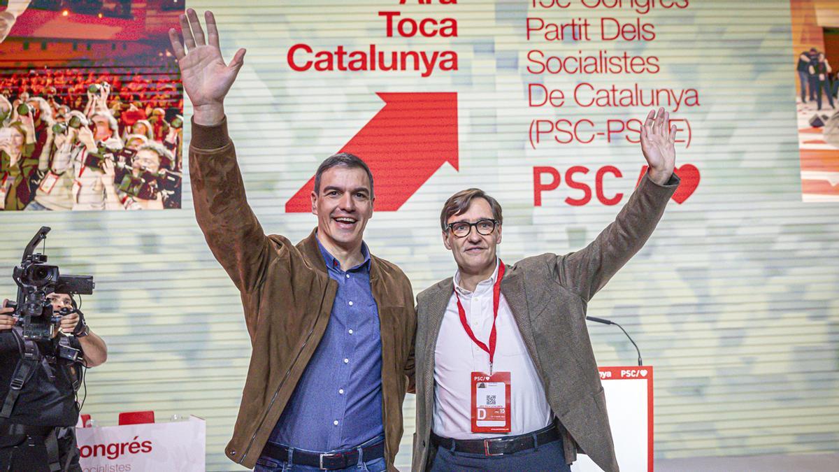 Pedro Sánchez arropa a Salvador Illa en EL 15º Congreso del PSC en Barcelona