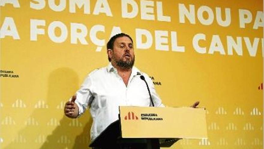 Oriol Junqueras, ahir, durant la seva intervenció en el primer Consell Nacional d&#039;ERC després del 27-S.