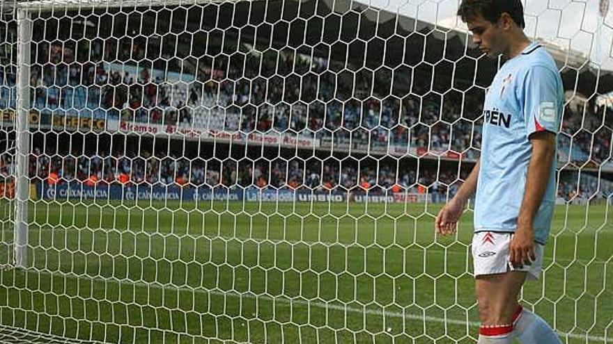 Borja Oubiña, desolado, tras el Celta-Getafe con el que concluyó la campaña del último descenso