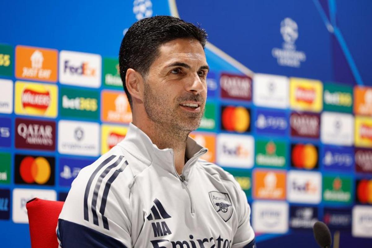 Mikel Arteta durante una rueda de prensa en las semifinales de la Champions League