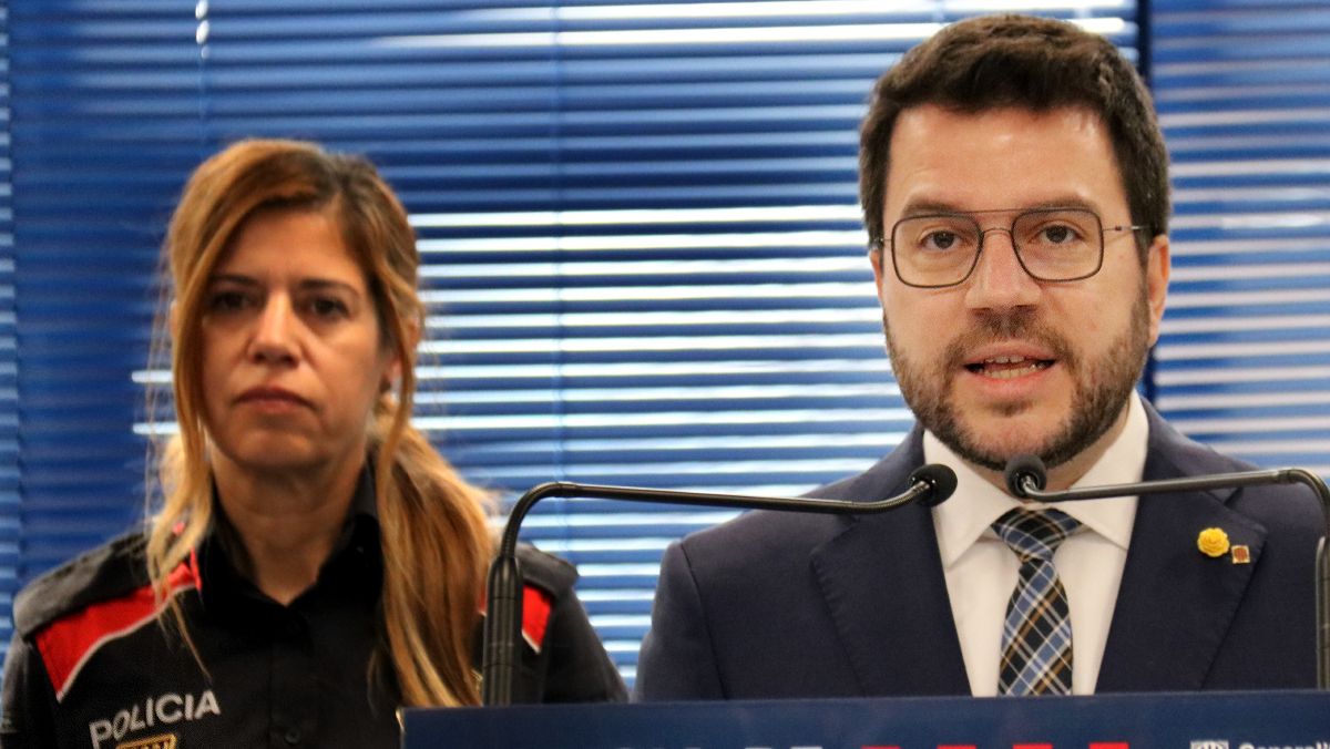 Intervención ante la prensa del presidente de la Generalitat, Pere Aragonès, en Manresa.