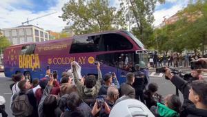 Llegada del Barça al hotel de concentración en Madrid