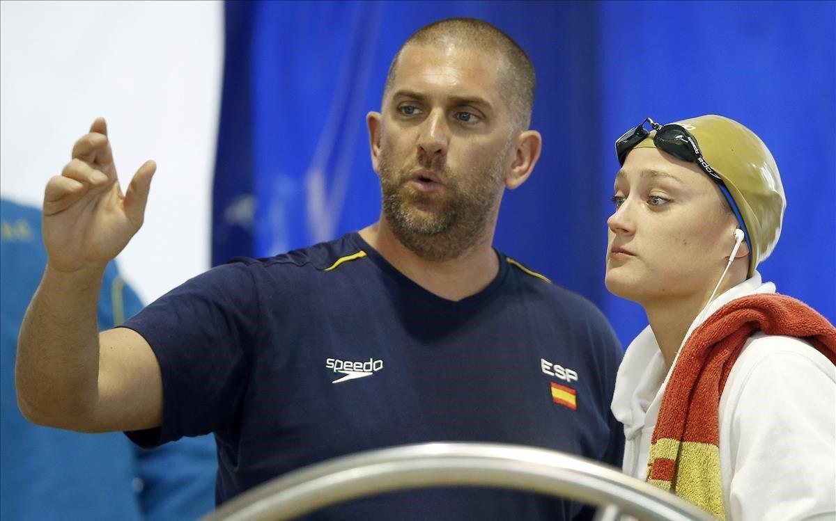 Fred Vergnoux, junto a Mireia Belmonte, en una imagen de archivo