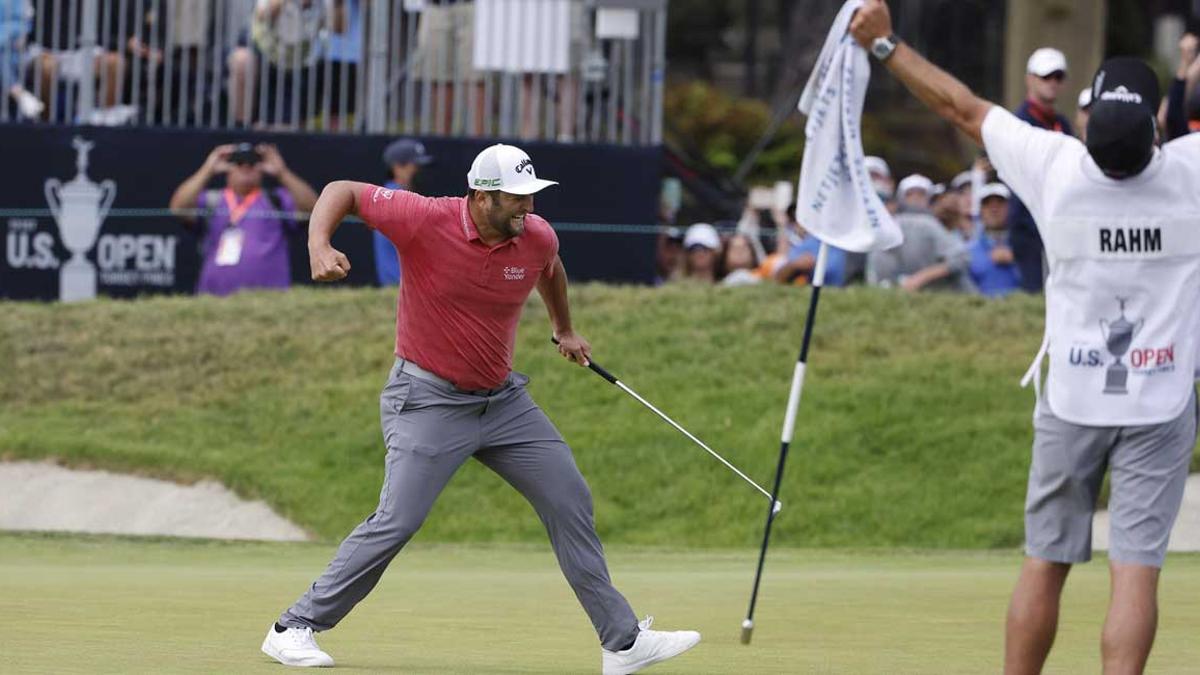 Jon Rahm celebra el 'birdie' que le colocaba a las puertas del triunfo.