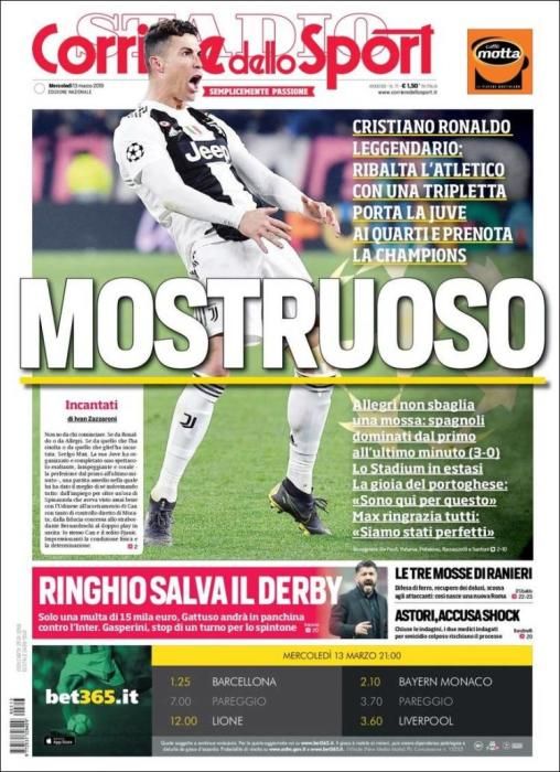 Portada CORRIERE DELLO SPORT miércoles 13 marzo