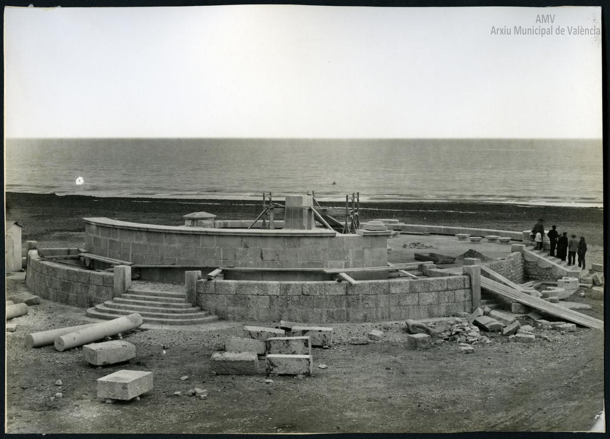 Foto histórica del antiguo monumento de Sorolla en el Cabanyal.