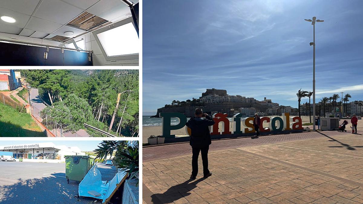 Estragos del viento estos días en Castellón y paseo soleado junto al mar en Peñíscola.