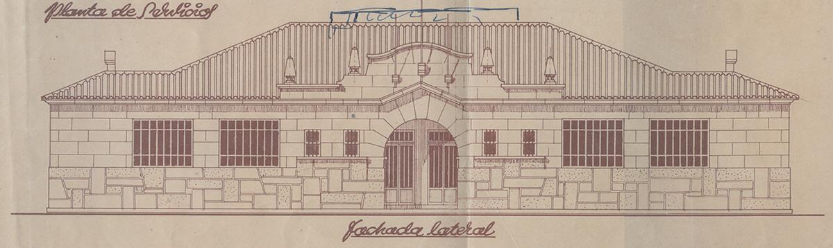 Fachada do Mercado de Salceda nun debuxo do arquitecto.