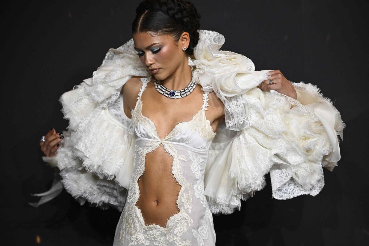 TOPSHOT - US actress and singer Zendaya poses during a photocall ahead of the premiere of the film 'The Odyssey' at the Grand Rex Cinema in Paris on July 8, 2026. (Photo by JULIEN DE ROSA / AFP)