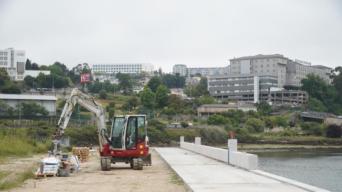 Obras del paseo marítimo de A Coruña en A Pasaxe.