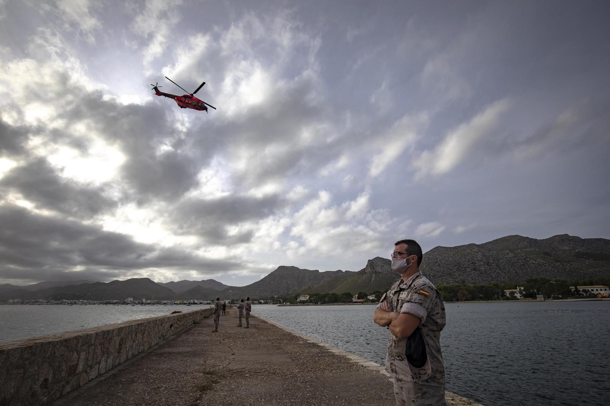 Helicópteros militares del Ejército de tierra realizan prácticas de rescate en Pollença.