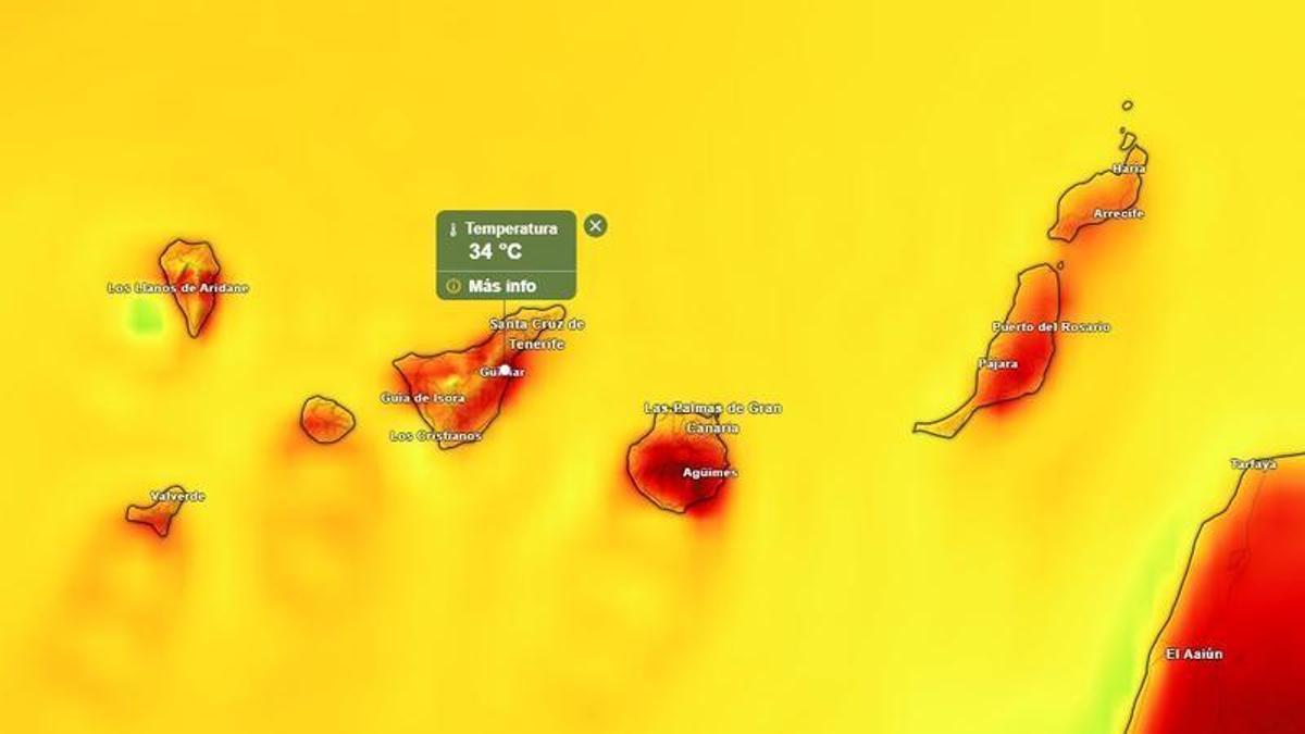 La Aemet prevé hasta 34 ºC este sábado en Tenerife y avisa de calima
