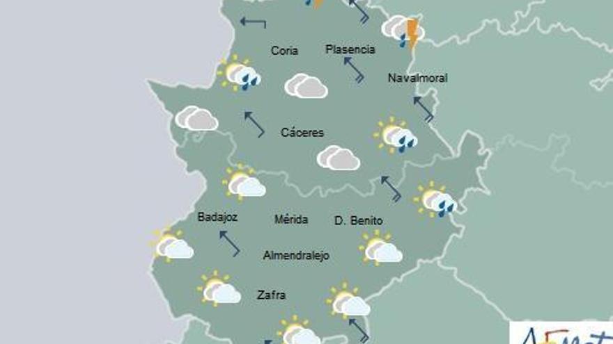 Chubascos con probabilidad de granizo y tormenta en Extremadura